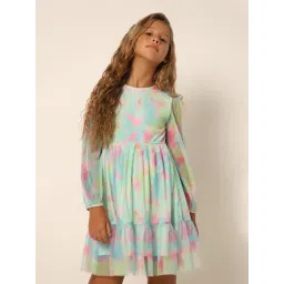 VERO MODA GIRL Multicolor Tie-Dye Full Sleeves Fit & Flare Dress-picture-21