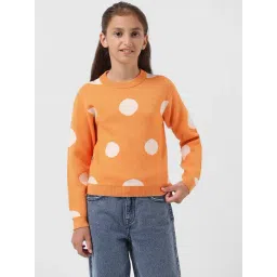 VERO MODA GIRL Orange Printed Full Sleeves Sweater-picture-44