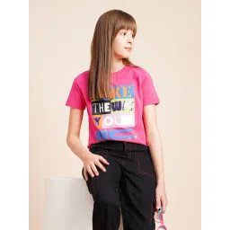 VERO MODA GIRL Raspberry Typography Round Neck Tshirt-picture-16