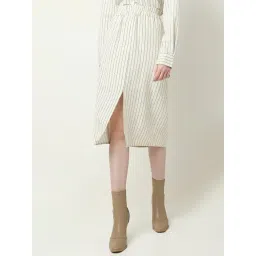 Vero Moda Beige & Black Cotton Striped Midi Skirt-picture-43