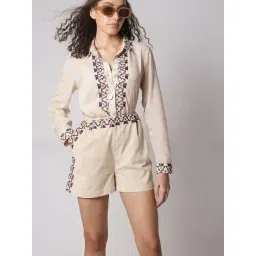 Vero Moda Beige Cotton Embroidered Shirt-picture-44