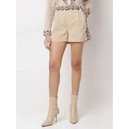 Vero Moda Beige Cotton Embroidered Shorts-picture-30