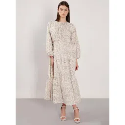 Vero Moda Beige Cotton Flare Fit Printed Dress-picture-25