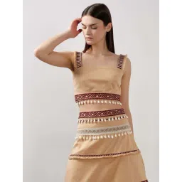 Vero Moda Beige Cotton Regular Fit Self Pattern Top-picture-22