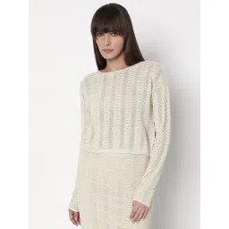 Vero Moda Beige Cotton Self Design Full Sleeves Tops-picture-25