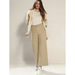 Vero Moda Beige Cotton Wide Leg Jeans-picture-24