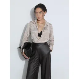 Vero Moda Beige Polyester Regular Fit Textured Shirts-picture-26