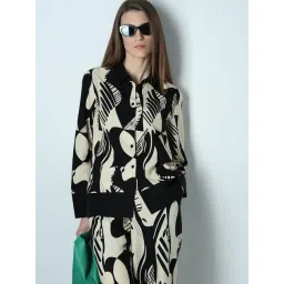 Vero Moda Black & Beige Cotton Printed Shirt-picture-35