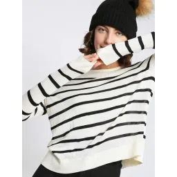 Vero Moda Black & White Cotton Striped Pullover-picture-25
