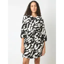Vero Moda Black & White Printed A Line Dress-picture-39
