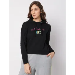 Vero Moda Black Cotton Embroidered Hoodie-image-42