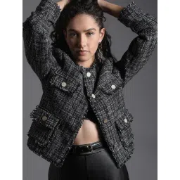 Vero Moda Black Polyester Regular Fit Self Design Jackets-picture-14