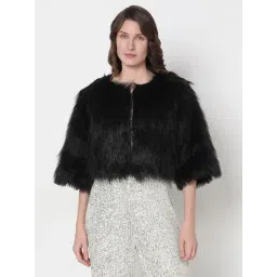 Vero Moda Black Self Design Three-quarters Jacket-picture-34