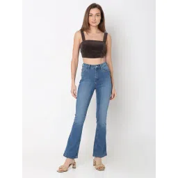 Vero Moda Blue Blended Bootcut High Rise Jeans image 5