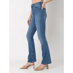 Vero Moda Blue Blended Bootcut High Rise Jeans image 4