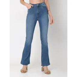 Vero Moda Blue Blended Bootcut High Rise Jeans image 2