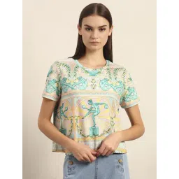 Vero Moda Blue Casablanca Printed Regular Fit T-Shirt-picture-27