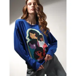 Vero Moda Blue Cotton Printed Sweatshirt-picture-29