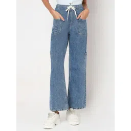 Vero Moda Blue Cotton Relaxed Fit High Rise Jeans-picture-42