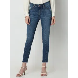 Vero Moda Blue Cotton Skinny Fit Mid Rise Jeans-picture-35
