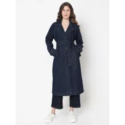 Vero Moda Blue Cotton Solid Full Sleeves Coat-picture-48