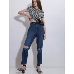 Vero Moda Blue Distressed High Rise Jeans-picture-18