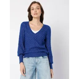 Vero Moda Blue Self Design Sweater-picture-34