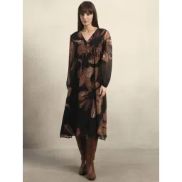 Vero Moda Bone Brown Regular Fit Floral Print Dress-picture-33