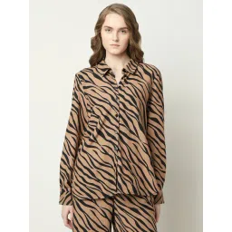 Vero Moda Brown & Black Cotton Animal Print Shirt-picture-40