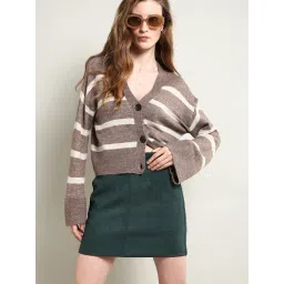 Vero Moda Brown & White Striped Cardigan-picture-30