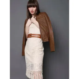 Vero Moda Brown Cotton Regular Fit Biker Jacket-picture-24