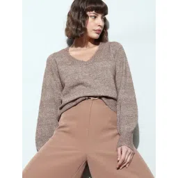 Vero Moda Brown Self Design Pullover-picture-16