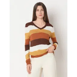 Vero Moda Brown Striped Full Sleeves Sweater-picture-11