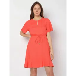 Vero Moda Coral Checks Wrap Dress-picture-26