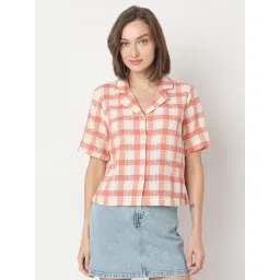 Vero Moda Coral Cotton Regular Fit Checked Shirt-picture-43