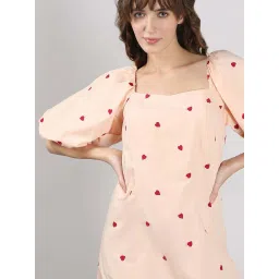 Vero Moda Cream Cotton Straight Fit Printed Dress image 5