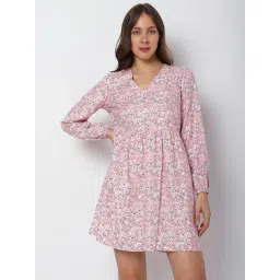 Vero Moda Dusty Pink Floral Print A Line Dress-picture-36