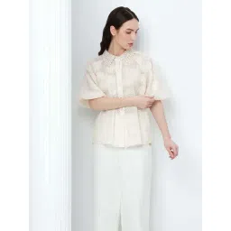 Vero Moda Ecru Embroidered Casual Shirt-picture-40