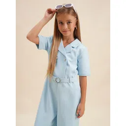 Vero Moda Girls Above the Keyboard Collar Short Sleeves Basic Jumpsuit-picture-58