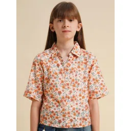 Vero Moda Girls Cloud Dancer Floarl Print Regular Light Brown Shirt-picture-13