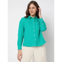 Vero Moda Green Cotton Regular Fit Shirt-picture-45