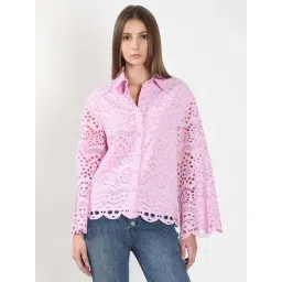 Vero Moda Light Lilac Self Pattern Casual Shirt-picture-22