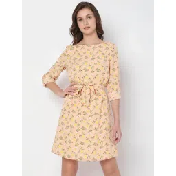 Vero Moda Light Peach Floral Print A Line Dress-picture-37