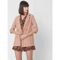 Vero Moda Light Pink Striped Casual Blazers-picture-20
