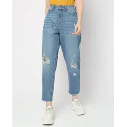vero moda Lightly Washed Distressed Relaxed Fit Jeans-picture-38
