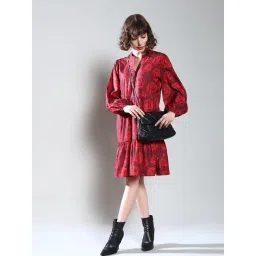 Vero Moda Maroon Floral Print A Line Dress-picture-27