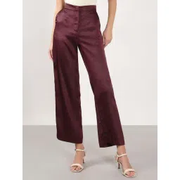 Vero Moda Maroon Straight Fit Self Pattern Trousers-picture-26