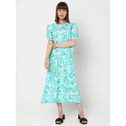 Vero Moda Mint Green & White Cotton Floral Print Midi Dress-picture-18