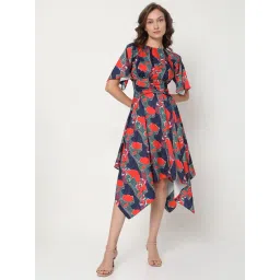 Vero Moda Navy & Red Printed High-Low Dress-picture-28