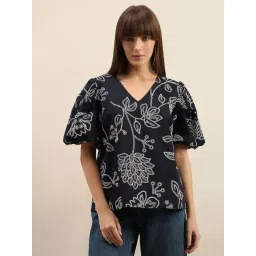 Vero Moda Navy Blazer Cotton Regular Fit Printed Top-picture-27